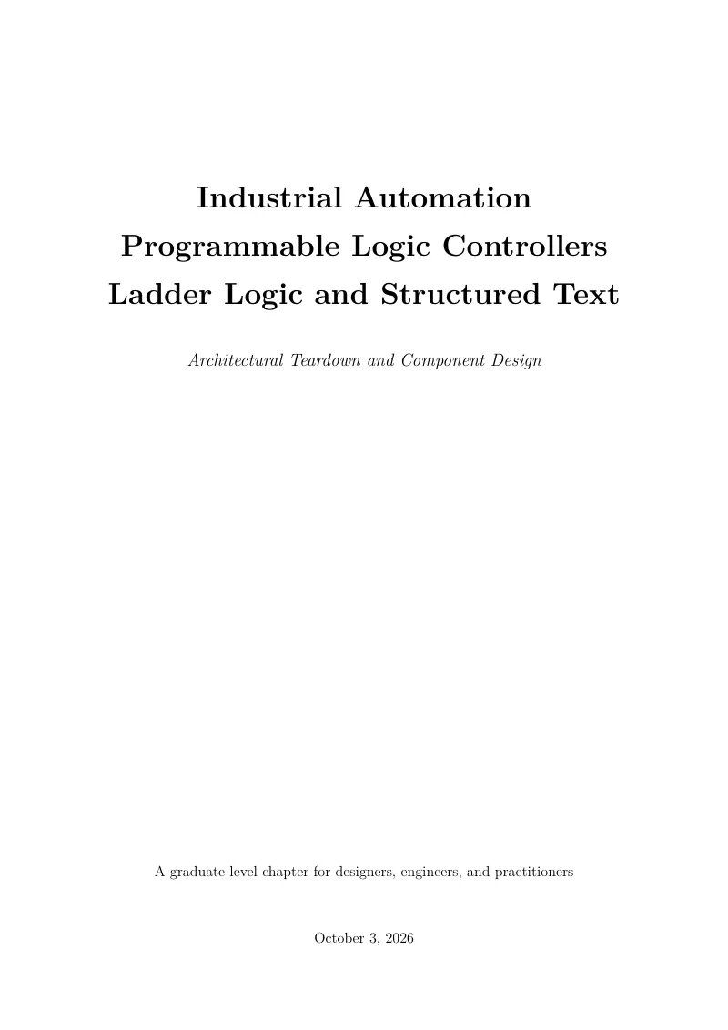 First page of Industrial Automation Programmable Logic Controllers (PLC) Ladder Logic and Structured Text