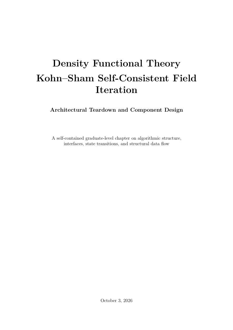 First page of Density Functional Theory (DFT) Kohn-Sham Self-Consistent Field Iteration