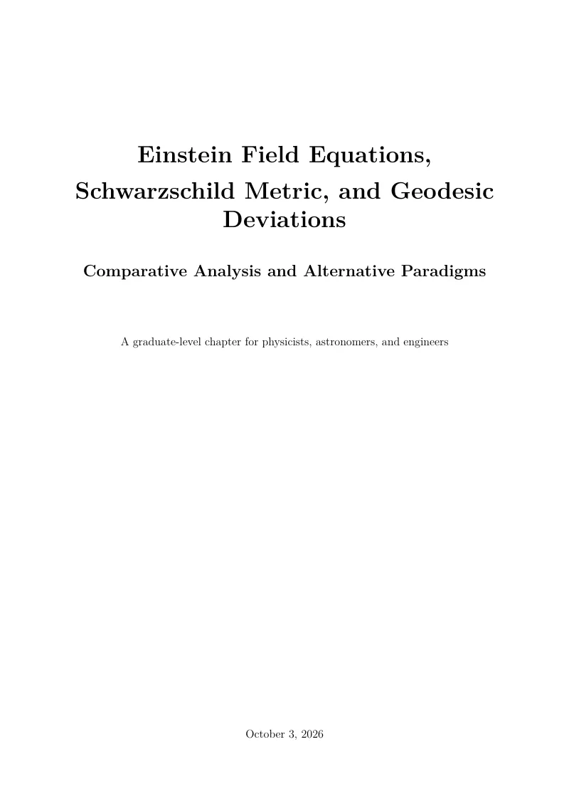 First page of Einstein Field Equations, Schwarzschild Metric, and Geodesic Deviations