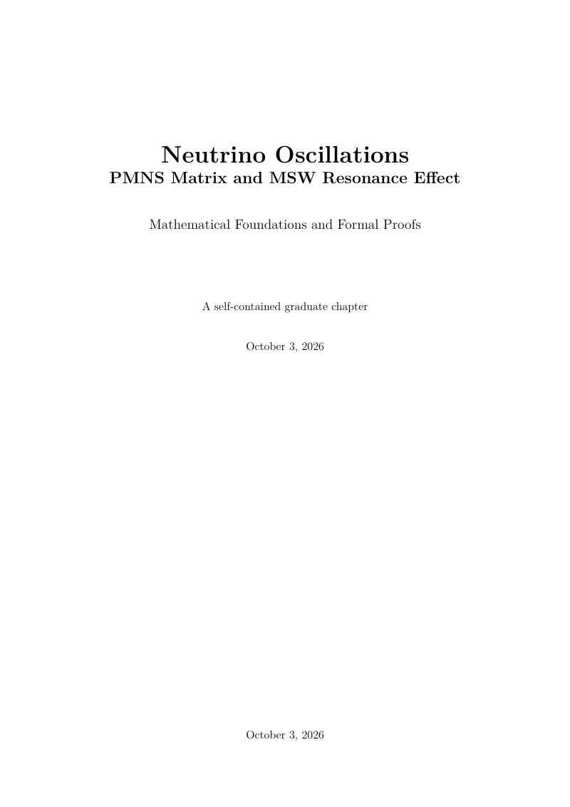 First page of Neutrino Oscillations, PMNS Matrix, and MSW Resonance Effect