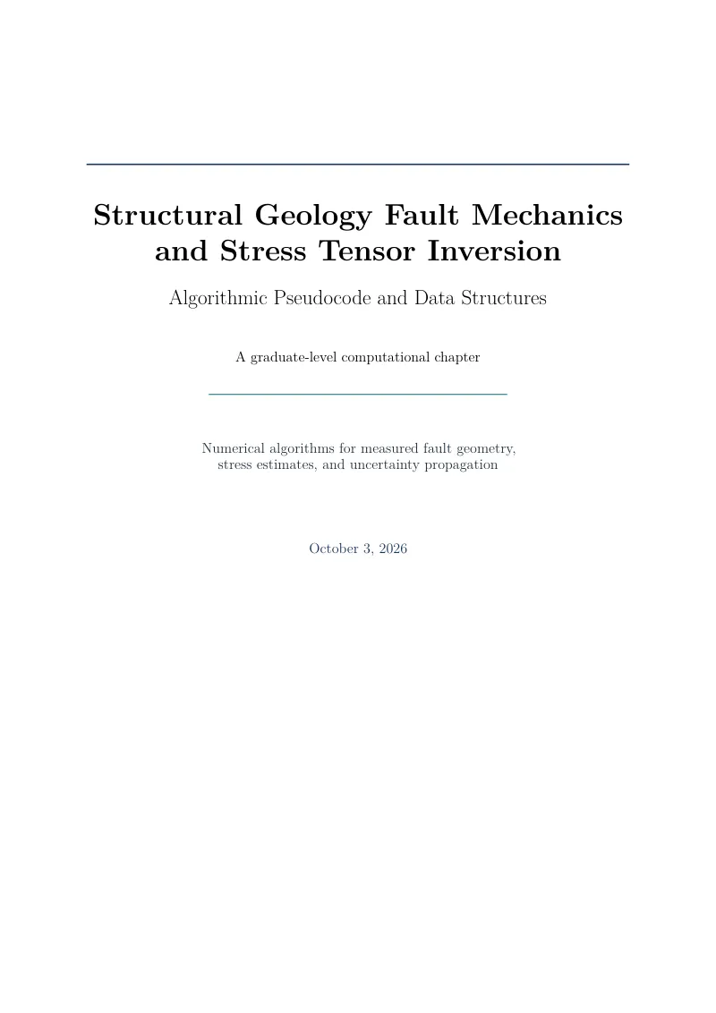 First page of Structural Geology Fault Mechanics and Stress Tensor Inversion