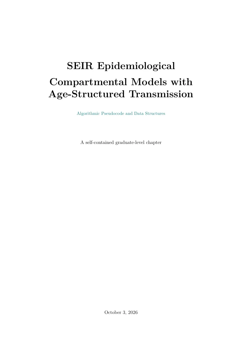 First page of SEIR Epidemiological Compartmental Models with Age-Structured Transmission