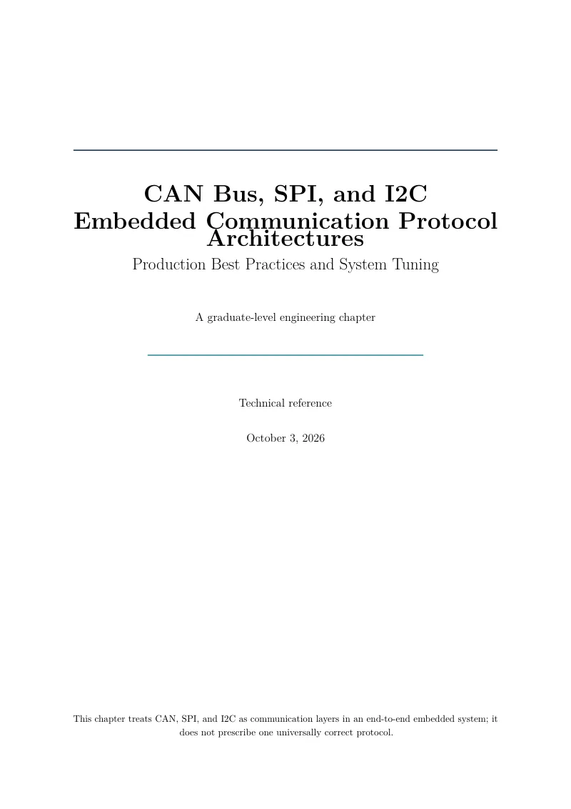 First page of CAN Bus, SPI, and I2C Embedded Communication Protocol Architectures