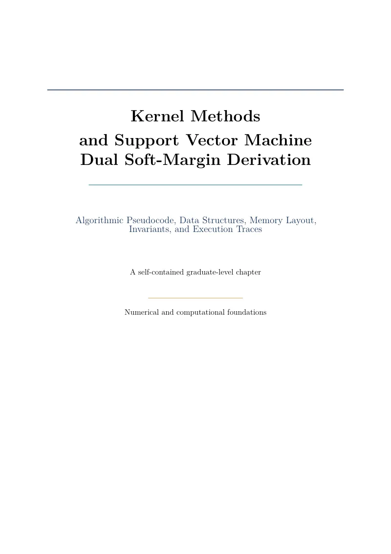 First page of Kernel Methods and Support Vector Machine Dual Soft-Margin Derivation