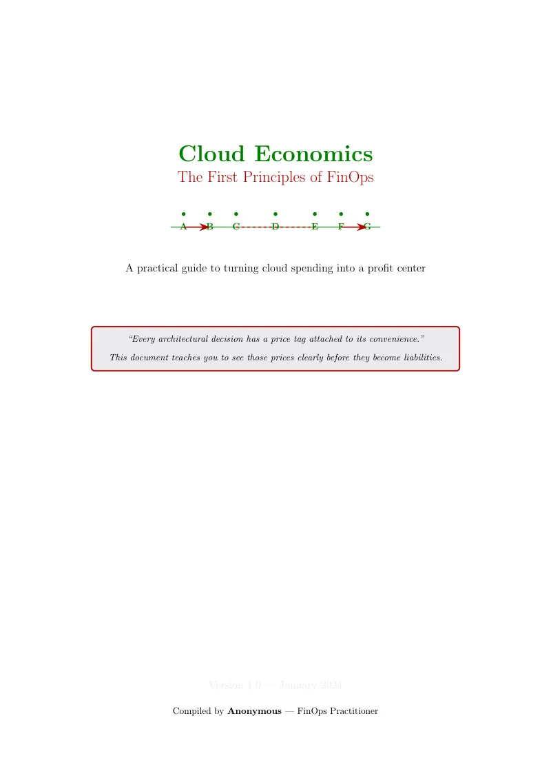 First page of I need a profound, textbook-quality PDF guide titled "Cloud Economics: The First
