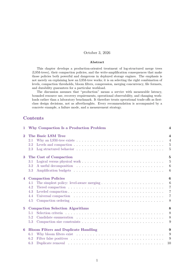 First page of LSM-Tree Compaction and Write Amplification in Storage Engines